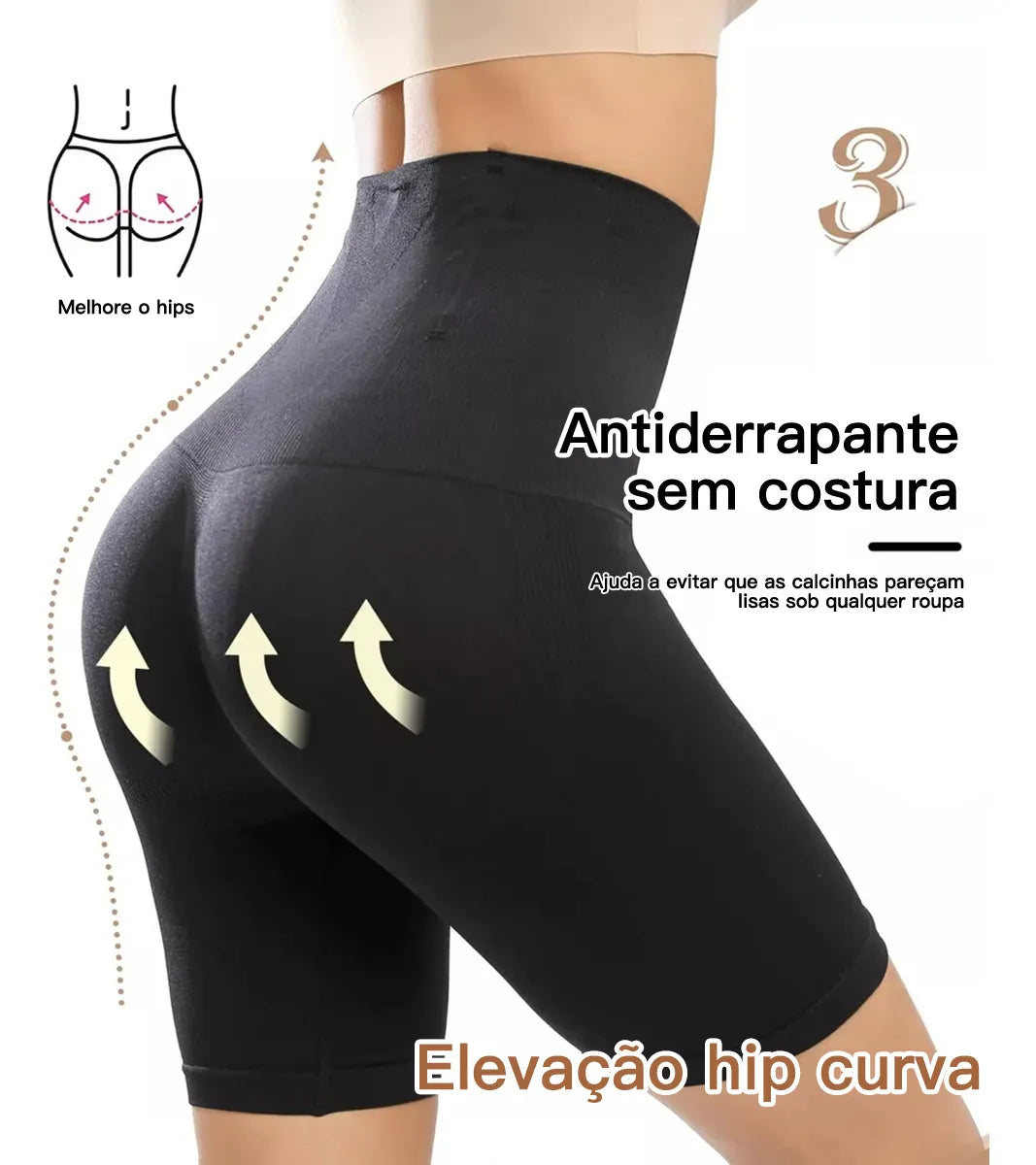 Kit 2 Cinta Modeladora Shorts Levanta Bumbum E Modela Corpo